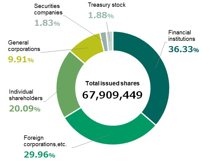 Distribution of shares by holder type